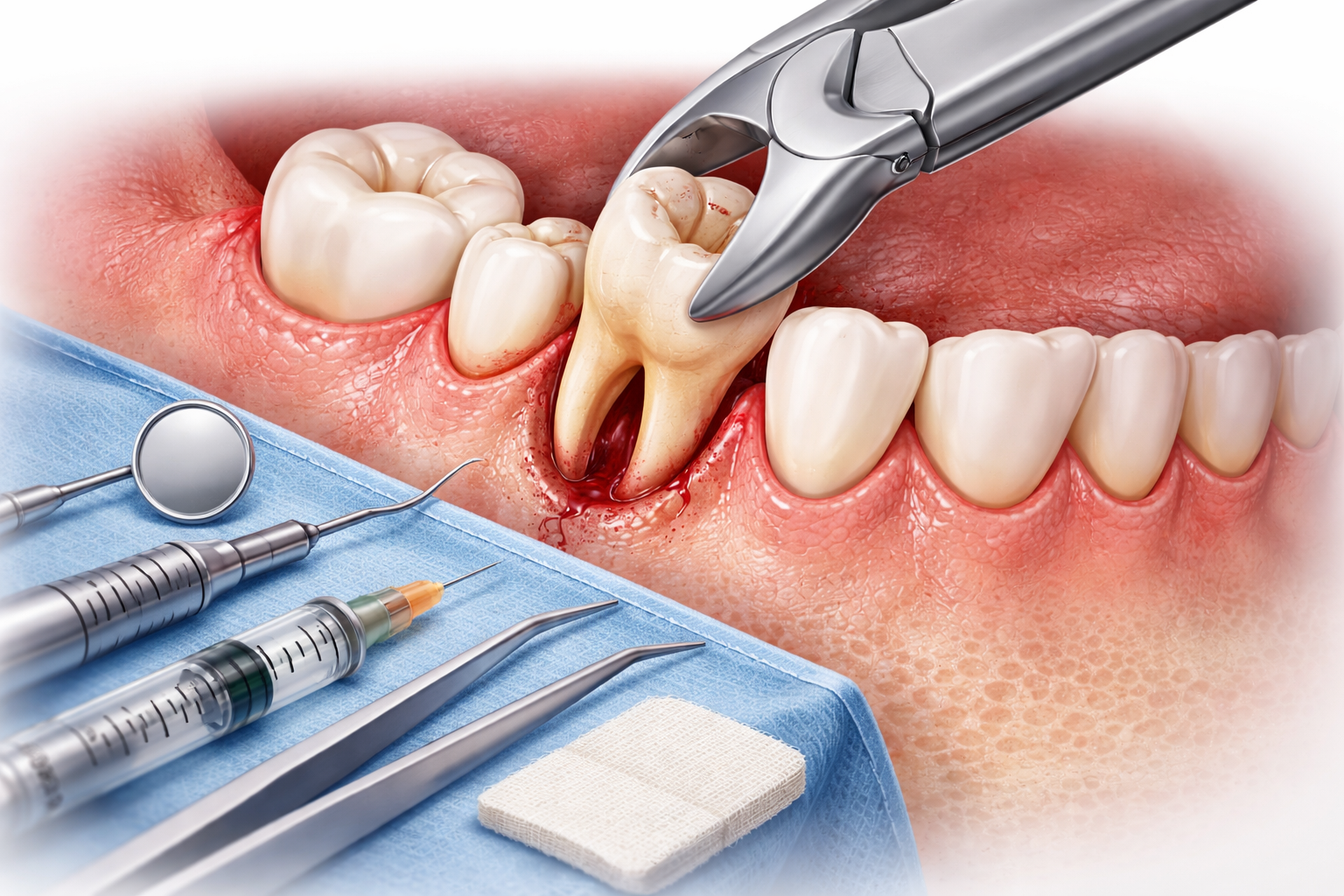 Dental instruments prepared for tooth extraction at The DNA Henley Clinic Henley on Thames?